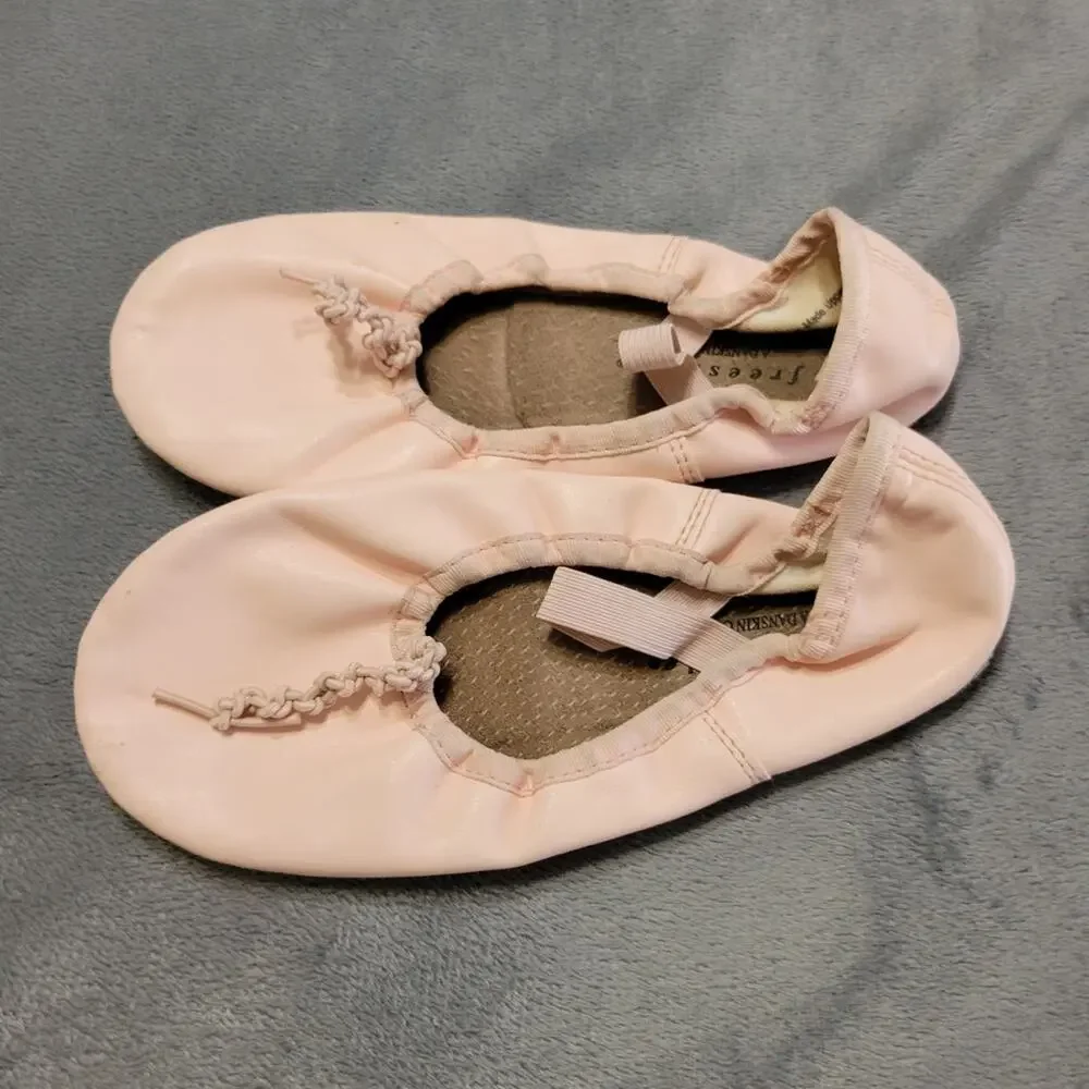 Freestyle Kids Girls Size 2‎ Pink Ballet Slipper Comfort Slip On Tie Adjustable